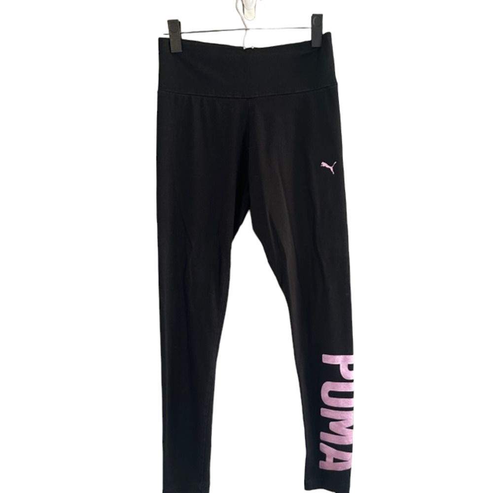 Puma Women’s Black & Pink Logo Athletic Running Workout Leggings Size Small